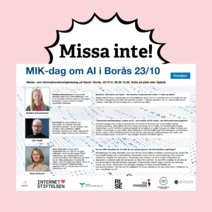 Välkommen till MIK-dag om AI i Borås 23/10